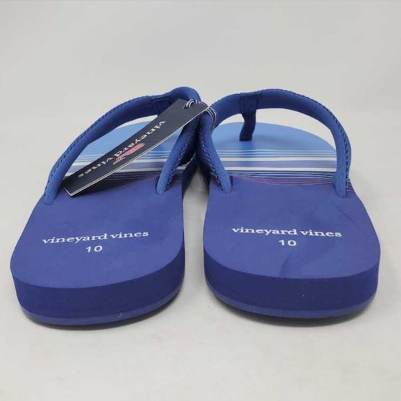 New men\'s 10  Vineyard Vines pop stripe printed blue flip flops sandals main image 3